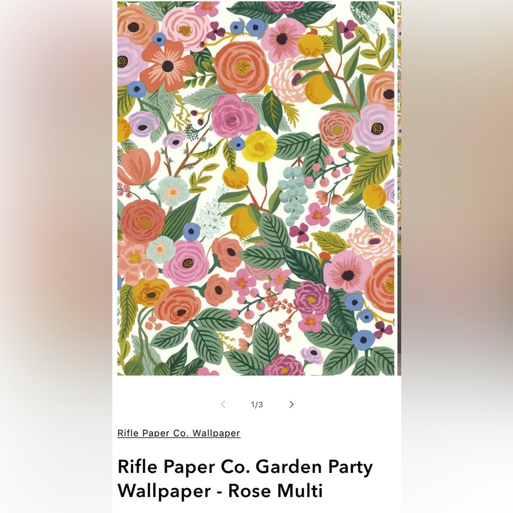 Rifle Paper Co. Garden Party Wallpaper - Rose Multi